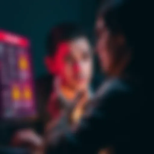 A concerned investor looking at a computer screen with warning signs of scams and rug pulls, symbolizing the need for caution.