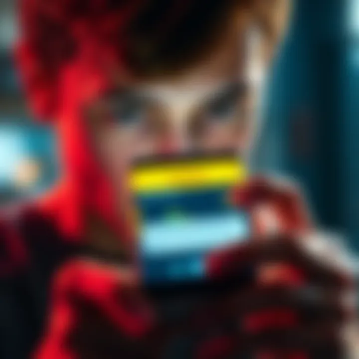 A person looking at a phone displaying a suspicious text message about unauthorized device registration, with a worried expression.