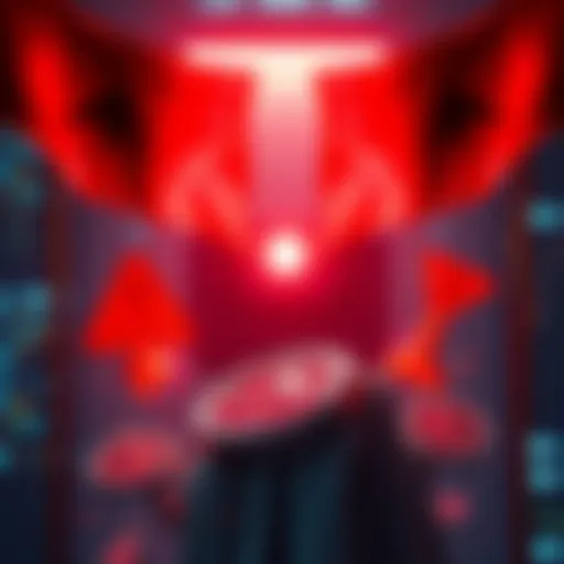 A graphic showing red flags and warning symbols around cryptocurrency icons, depicting risks in new crypto projects