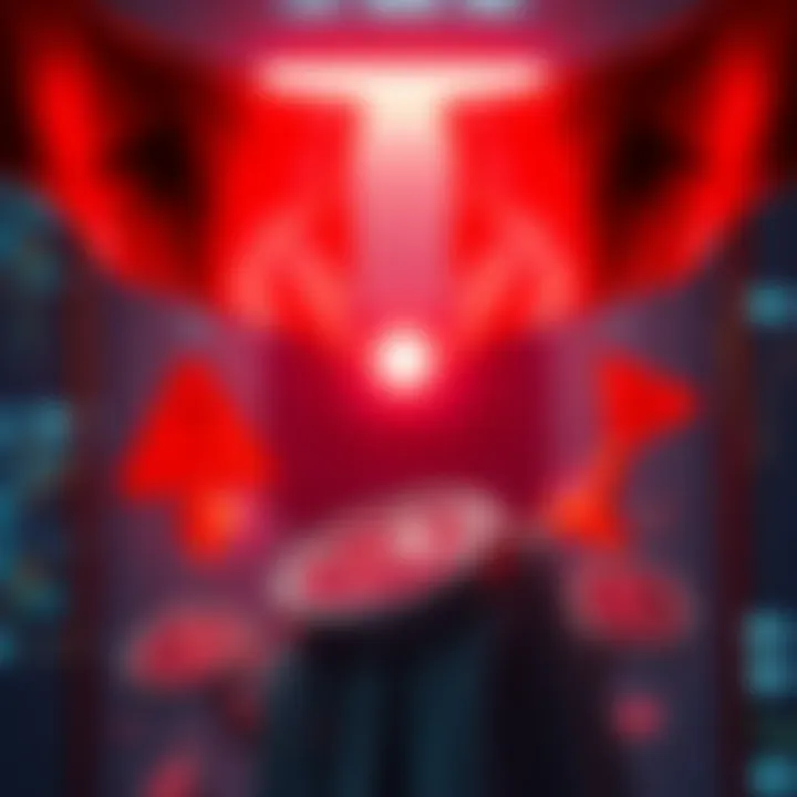 A graphic showing red flags and warning symbols around cryptocurrency icons, depicting risks in new crypto projects