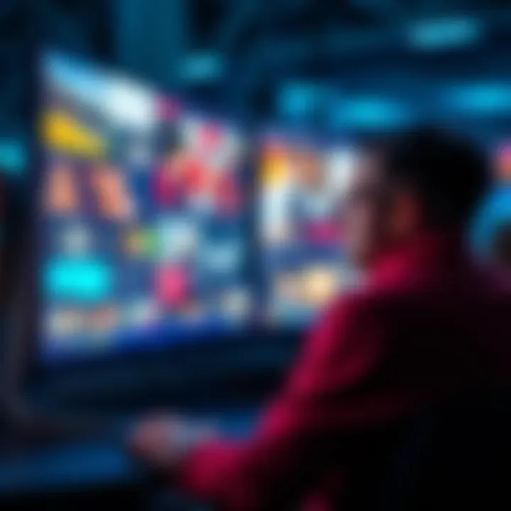 Individual sitting in front of a computer screen, focused on watching advertisements for an extended period.
