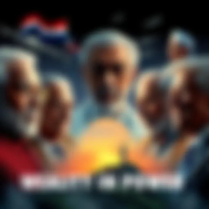 A collage of influential leaders and wealthy individuals representing their power and wealth, with a focus on land ownership.