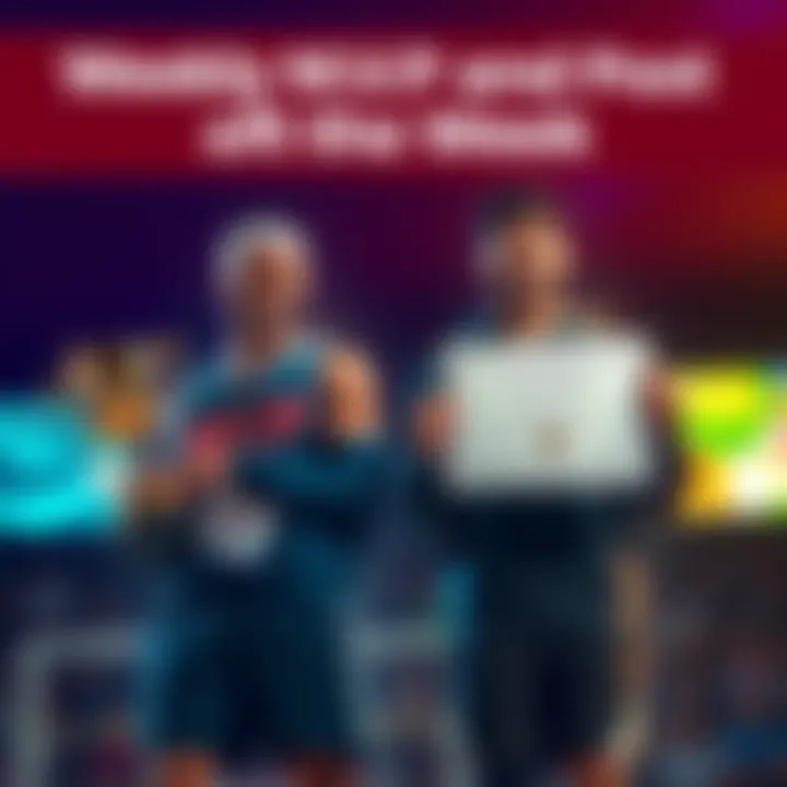 A graphic featuring the MVP u/DimeFindingDimes holding a trophy and Post of the Week winner u/Sweat001 with a certificate, both celebrating their achievements in the Sweat Community.
