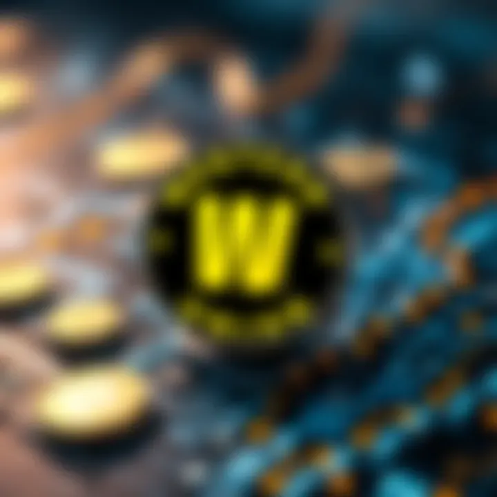 Western Union Stablecoin Launch Graphic showing Western Union logo with digital currency symbols on Solana blockchain background