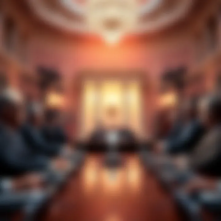 Officials from the White House and representatives from banks and cryptocurrency firms discussing regulations