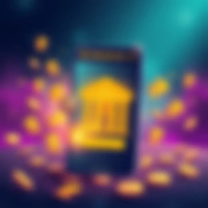 Illustration of Binance app showing USDT withdrawal to an Indian bank account with currency symbols