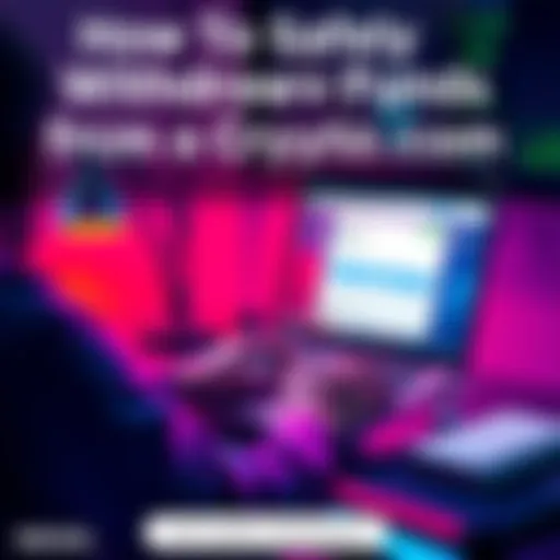 A person at a desk using a laptop to withdraw money from Crypto.com, showing a bank account link on the screen