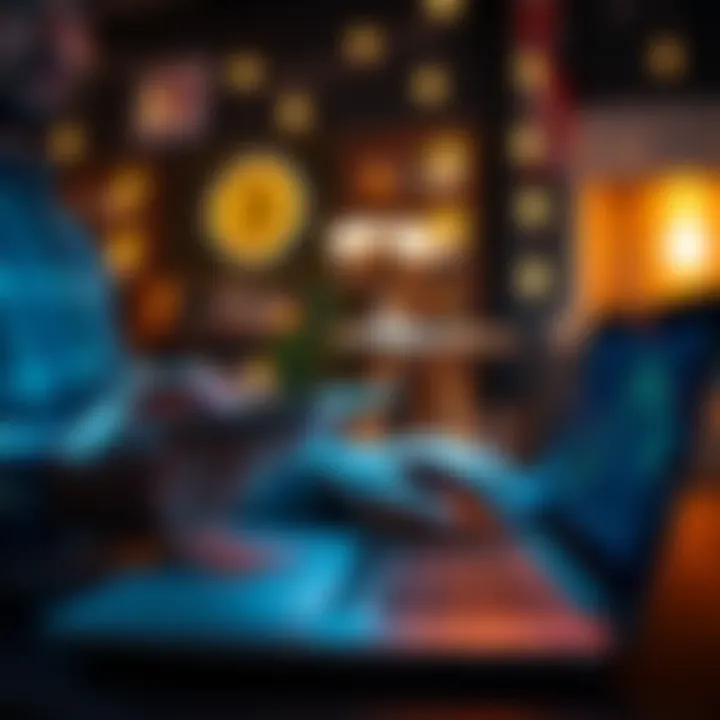 A person transferring cryptocurrency profits to their bank account using a smartphone and a laptop.