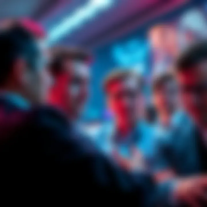 A visual representation of investors discussing voting rights and token staking concerns related to World Liberty Financial, with concern on their faces.