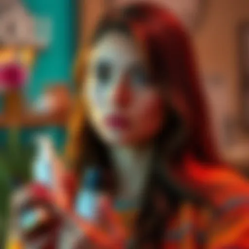 A 27-year-old woman looking thoughtful while holding skincare products related to ghk-cu, reflecting on her experience with rosacea and hair health.
