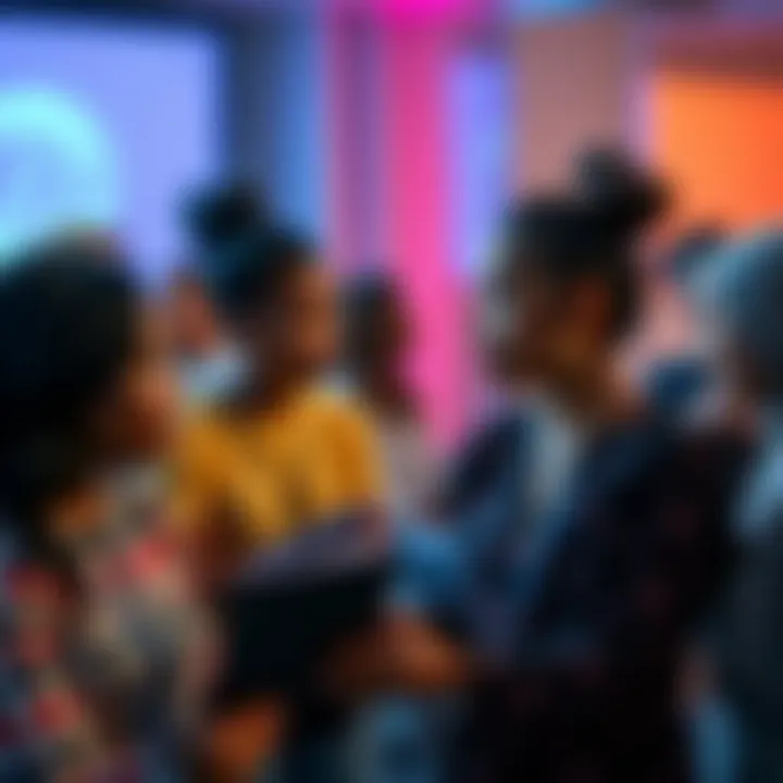 Women Engaged in Crypto Education A diverse group of women participating in a cryptocurrency workshop, highlighting education and empowerment in the industry.