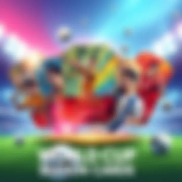 An illustration showing various Sorare in-season cards with a World Cup theme, highlighting football players and event details.