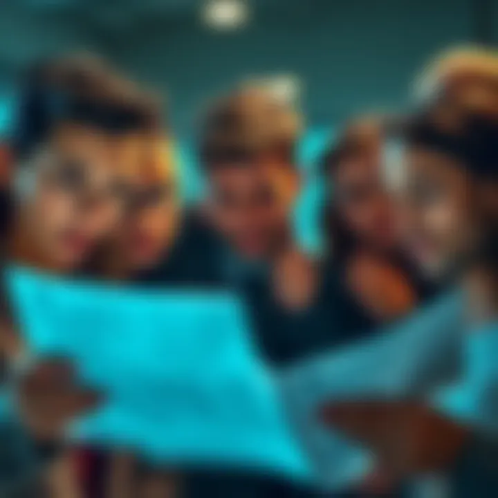 A group of worried people examining their bank statements, showing signs of stress over frozen accounts