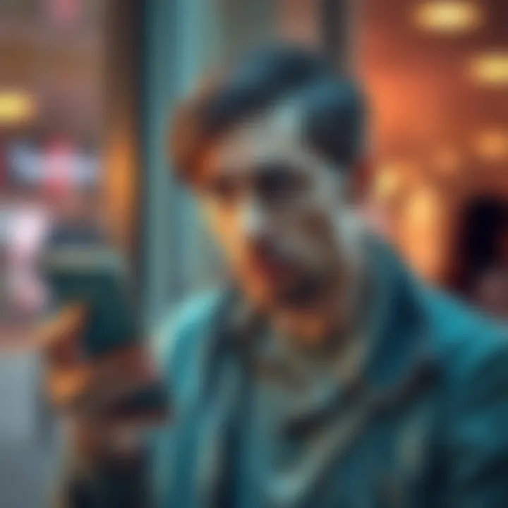 A concerned individual holding a phone, suggesting they are unsure about a scam, with visible signs of distress