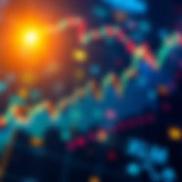 XLM Cryptocurrency Chart Graph showing fluctuations in XLM price with icons representing market trends and liquidity concerns