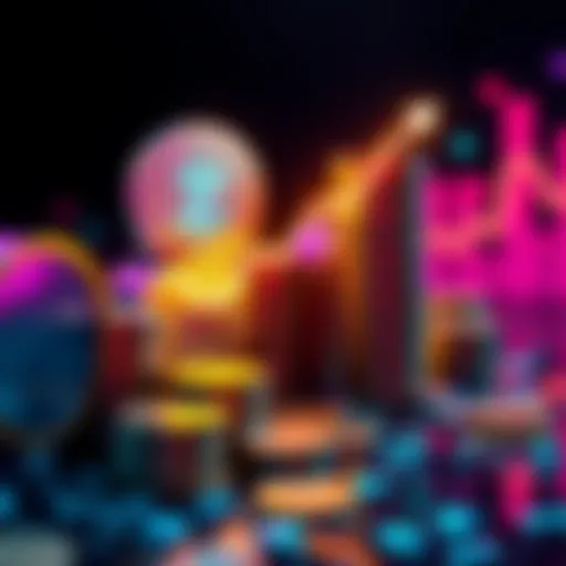 A visual representation of XLM's rising value, with coins stacked and a graph showing an upward trend, symbolizing potential financial success.