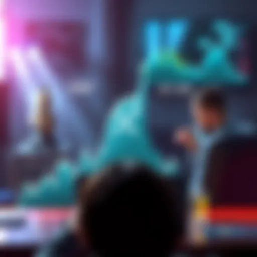 A graphic showing a sudden spike in XRP's price chart, indicating a jump to $21,000 with shocked investors in the background.