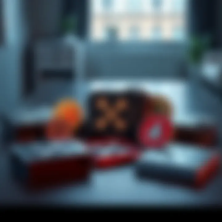 A variety of cold wallets for storing XRP cryptocurrencies displayed on a table, highlighting secure storage solutions.