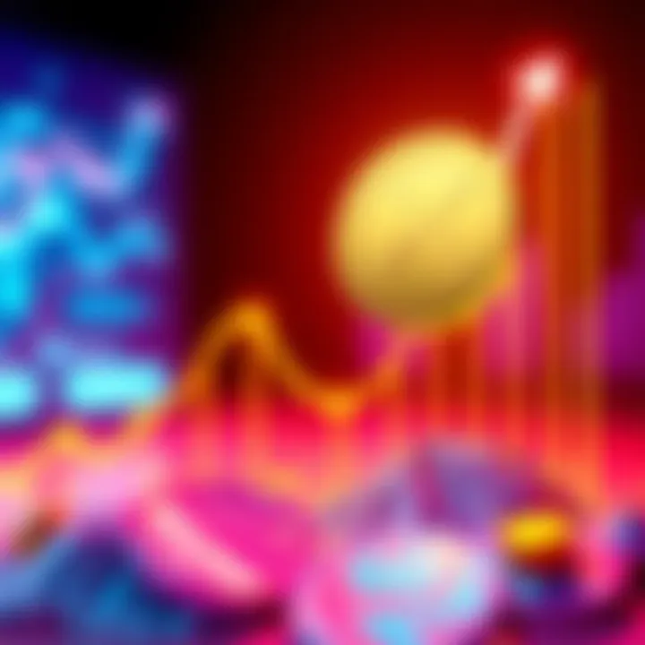 An illustration showing a graph with an upward trend and XRP tokens symbol, representing potential growth by 2030.