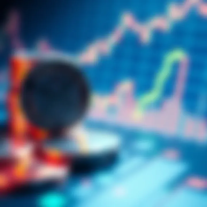 A visual representation of XRP tokens alongside a price chart showing fluctuations and trends related to market dynamics.
