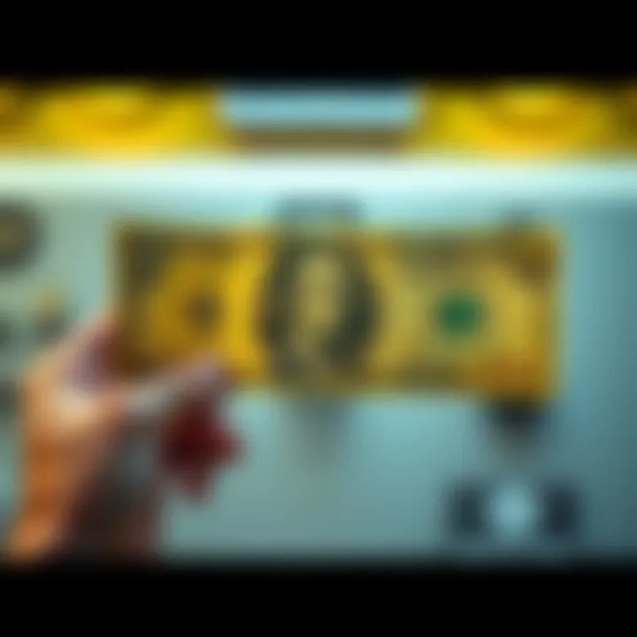 A collector holds an unusually yellow 50 dollar bill next to a standard one for comparison.