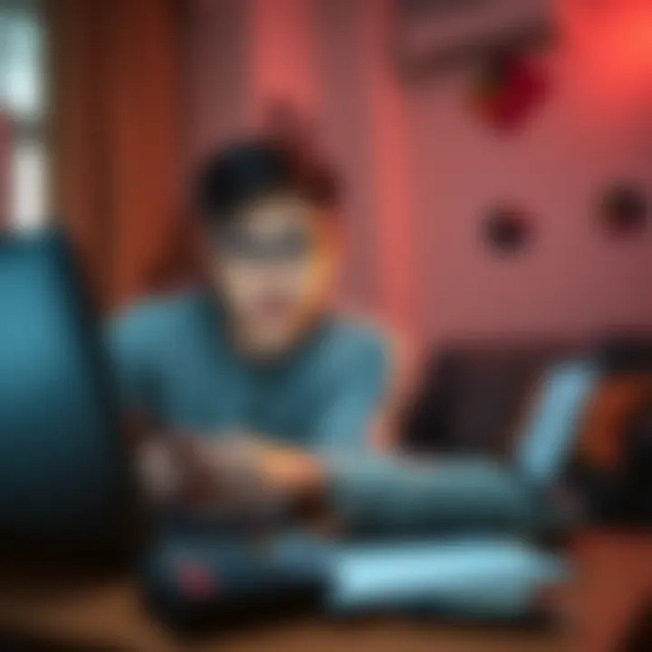 A 22-year-old person looking at investment charts on a laptop, with a notepad and calculator nearby, symbolizing portfolio planning.