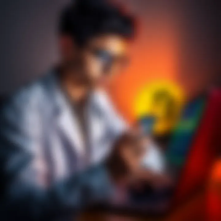 An 18-year-old medical student examining Bitcoin charts on a laptop while holding a smartphone showing a Bitcoin app.