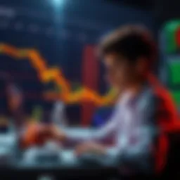A young person studying trading charts on a laptop, looking focused and attentive.