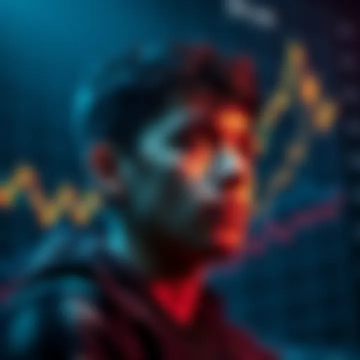 A young individual gazes pensively at a chart showing Bitcoin's rise, symbolizing missed investment opportunities