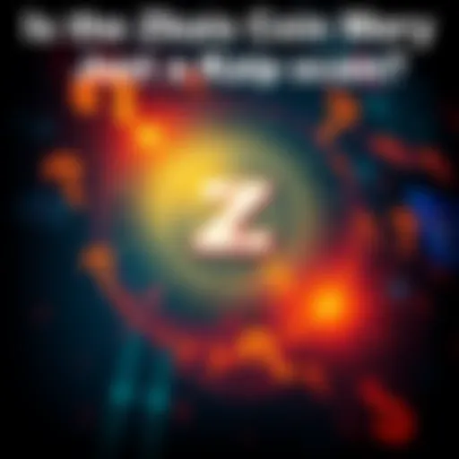 A graphic showing the Zkas coin logo, blending elements of Zcash and Kaspa logos, surrounded by question marks to represent uncertainty.
